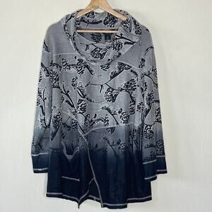 ALI MILES OMBRE COWL‎ NECK ASYMMETRICAL FLORAL PRINT TUNIC SIZE 2X NWT